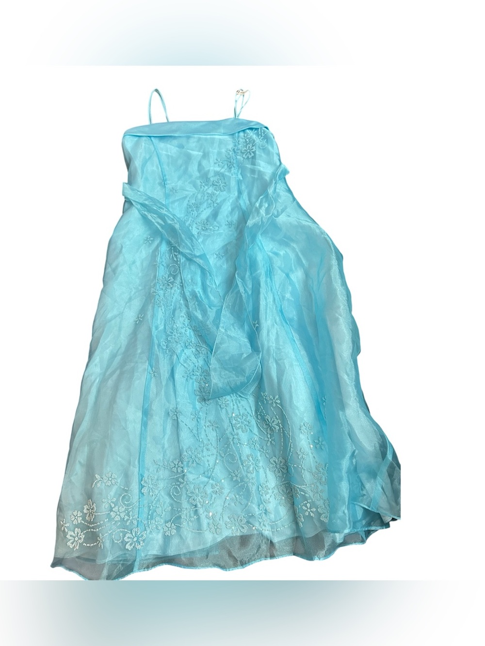 Girls' Light Blue Embroidered Party Dress